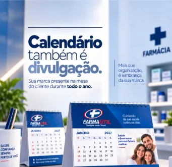 Calendário personalizado de farmácia: calendário também é divulgação